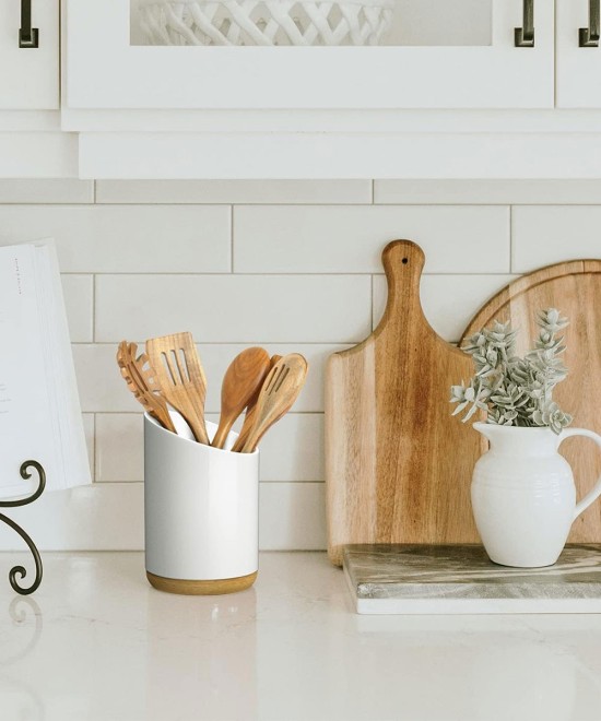 Ceramic Utensil Holder For Kitchen Countertop