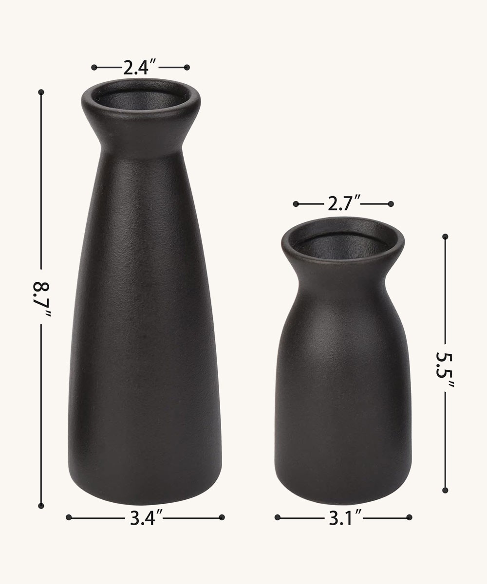 Joynisy Ceramic Vase Set of 2, White Matte Vase